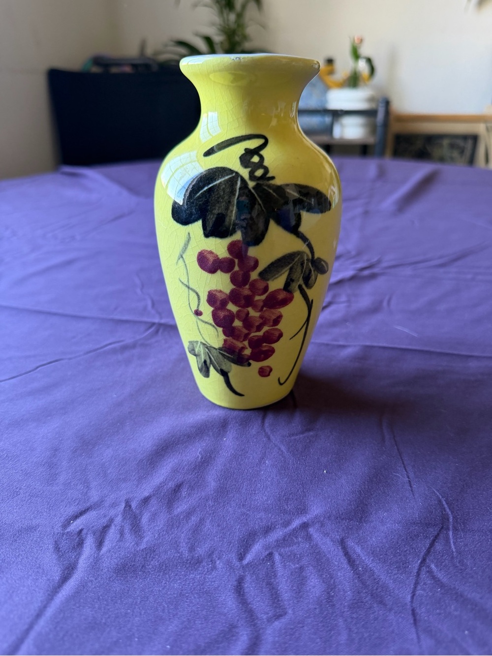 Vintage Yellow Floral Ceramic Vase